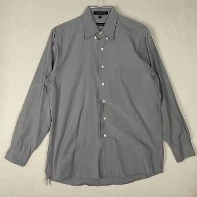 DKNY Men's Gray Stripe Long Sleeve Button Down Casual Dress Shirt Size 16 34/35 - Image 1 of 4