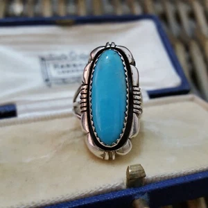 Native American 925 Sterling Silver Ring, Turquoise, Size K.5 US 5.5, L. Yazzie - Picture 1 of 9