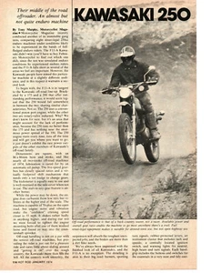 1974 KAWASAKI F11-A 250cc MOTORCYCLE ~ ORIGINAL 2-PAGE ARTICLE / AD - Imagen 1 de 1