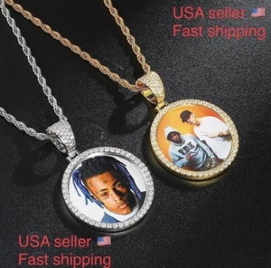 Custom Personalized Photo Picture Pendant Necklace With Chain - Silver Or Gold - Picture 1 of 12