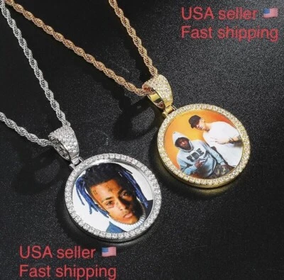 Collar colgante con cadena con foto personalizada - plata u oro Foto 1 de 4