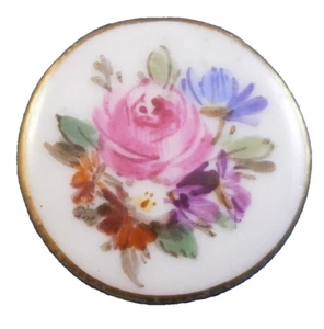 Antique 19thC Meissen Porcelain Floral Button Porzellan Knopf German Germany #2 - Picture 1 of 3