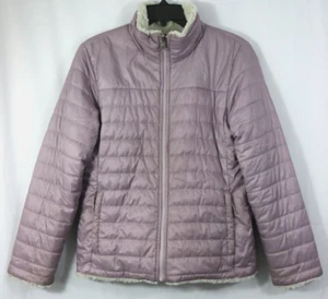 The North Face Girls XL 18 Reversible Mossbud Swirl Jacket Pink White Fleece - Picture 1 of 11