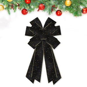 Hying Large Christmas Bows for Wreath, Christmas Wreath Bow Glitter Black Vel... - Picture 1 of 6