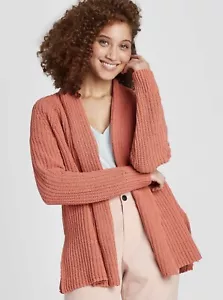 New Woman’s A New Day Coral Chenille Open Front Cardigan (Size Small) SP - Picture 1 of 5