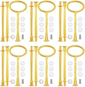 6PCS 3-Tier 15'' Gold Cupcake Stand Hardware Fittings Metal Mold Oval Holder - Picture 1 of 6