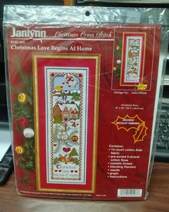 Janlynn Christmas Love Begins At Home Counted Cross Stitch Kit 8x26 140-103 NEW - Picture 1 of 1