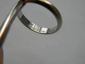 True Love Waits 3mm 14K White Gold Cursive Script Inside Ladies Wedding Band Sz6 - Picture 1 of 6