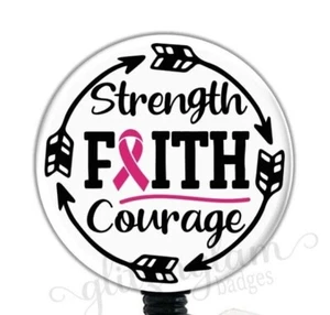 Breast Cancer Badge Reel, Awareness Badge Holder, Find a Cure Badge Reel GG6093 - Picture 1 of 8