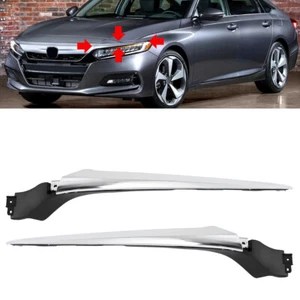 For 2018-2020 Honda Accord Sedan Pair Front Chrome Molding Headlight Trim Strip  - Picture 1 of 10