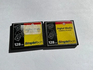 2 pcs 128mb simple techCompactFlash CFI memory card for older cameras,routers - Picture 1 of 2