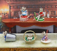 Vintage Tiny Christmas Mice Sew Sewing Tiny Mice Lot Dollhouse Miniature 1:12