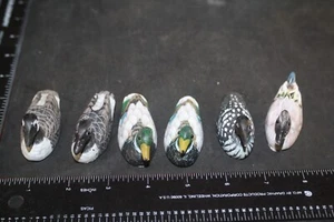 HAND CARVED PAINTED WOODEN DUCK MINIATURES LOT 6PC COLLECTION CANADA 2.5" - Picture 1 of 7