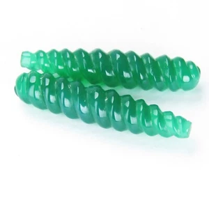 Par de piedras preciosas espirales de 28,3 mm de largo de ágata verde natural (ONYX) 13,65 quilates - Imagen 1 de 5