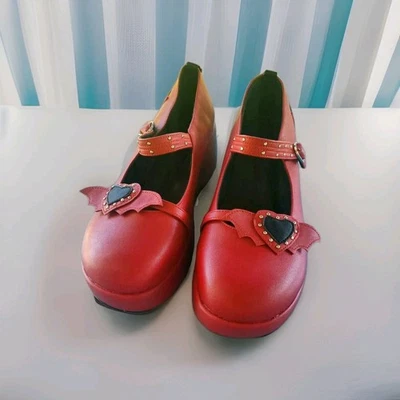 Maryjane Zapatos Rojos 8.5 Halloween Plataforma Mujeres Tacones Punk Lolita Anime Harajuku Foto 1 de 4