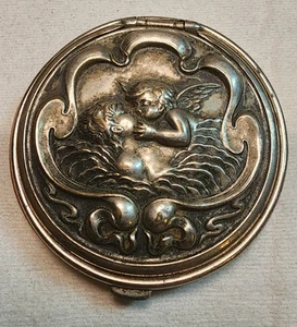 Vintage Cherub Art Nouveau Woman Leather Coin change Purse - Picture 1 of 8