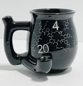 Pfeifenbecher Kaffeetasse Pfeifenschale Keramik 10oz Becher Wake and Bake schwarz - Bild 1 von 2