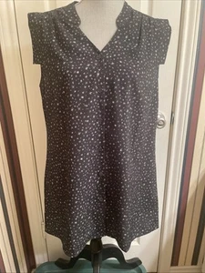 Cabi Astral Blouse Top Button Up Navy Blue Style #3429 Large L Stars Sleeveless - Picture 1 of 10