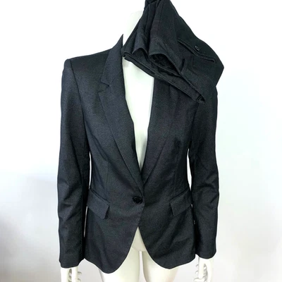 Zara 8 (Fit 32W 33.5L) Mid Rise Button Blazer Large Jacket Gray MINT Pattern - Image 1 of 4