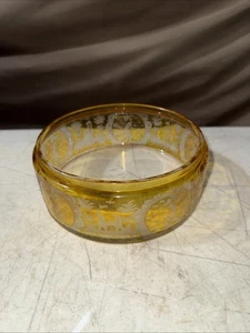 BOHEMIAN AMBER to CLEAR ETCHED BOWL W/5 Different Scenes 6” BOUQUET GLASS - Picture 1 of 10