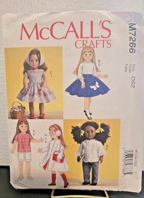Sewing pattern McCalls  M7266  doll outfits  18" Uncut NEW - Image 1 of 2