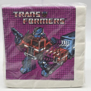 Vintage 1984 Transformers 16 Luncheon Party Napkins Optimus Prime Sealed - Picture 1 of 8