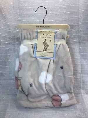 全新 小熊 系列 小熊 小猪 带红色气球 米色 婴儿毯 30x40” — 第 1/4 张图片