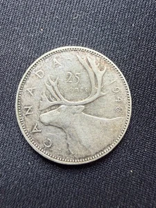 1948 Canadian Silver 25 Cents Coin - Picture 1 of 2