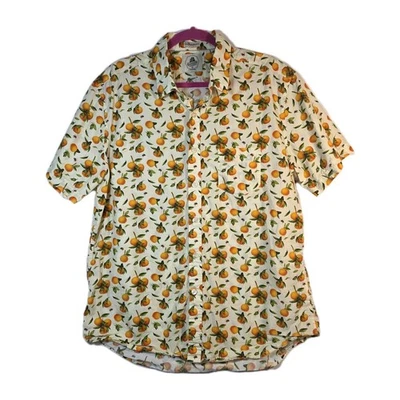 Kennington Mens Cotton Shirt Button Down Summer orange tangerine Print Large - Image 1 of 4