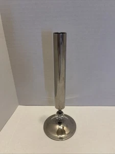 Vintage Elegance Silver plated brass 8” tall slim bud vase faceted crystal MCM - Picture 1 of 7