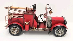 Red Fire Truck Metal Art Sculpture Home Desk Garage Shop Decor 13x6x5 Vtg Style - Picture 1 of 16