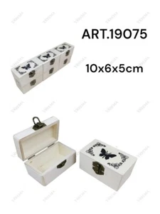 Set 6 Scatoline In Legno Decoupage Portagioie Scatola Cofanetto Farfalla bal - Foto 1 di 1