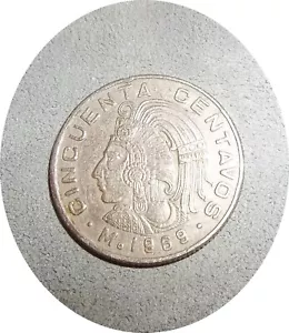 yK107 ~1969 Messico Cincuenta Centavos Moneta Stati Uniti Messicani 50 Au - Foto 1 di 5