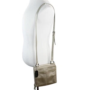 Tignanello Metallic Pebble Leather Snap Zippered Pockets Crossbody Purse Bag - Bild 1 von 11