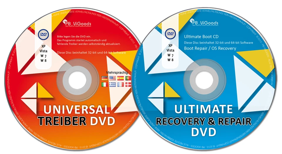 Windows Treiber & Notfall CD ★ 2 CD Set ★ Universal Treiber + Daten Rettung 2 - Bild 1 von 1