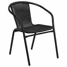Flash Furniture Rattan Indoor-Outdoor Restaurant Stack Chair - Black