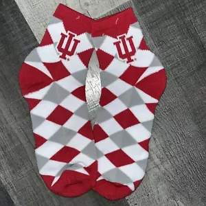 INDIANA HOOSIERS NCAA TEAM COLLEGE ARGYLE LOGO 1/4 LENGTH SOCKS LARGE - Picture 1 of 1