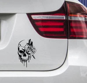 Set of 2 Car Decal Skull Rose Skull Tuning Sticker 16cm - Picture 1 of 2