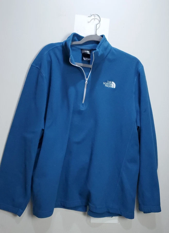 Suéter The North Face Para Hombres XL Azul Cremallera Pullover Exterior Logo Algodón Suelto Foto 1 de 4