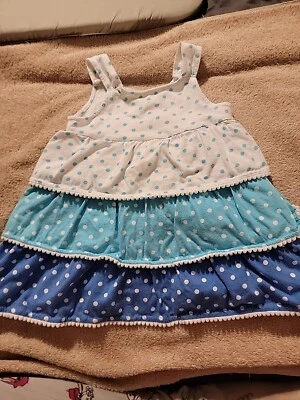 Vestido Crazy 8 meninas tamanho 2T azul e branco bolinhas - Imagem 1 de 3