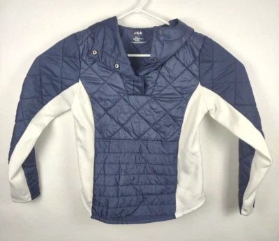 Fila Sport Women's Quilted Puffer Pullover Sweater Coat Quarter Button Blue SZ M - Image 1 of 4