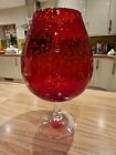 Oversize Very Large Tall Vintage Red Glass Brandy Balloon Bowl Goblet Clear Stem
