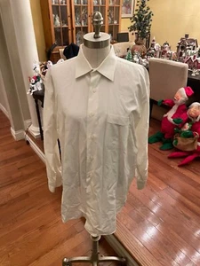 Pronto Uomo Button Up Shirt Mens Lg. White 16.5 32-33 80s 2-Ply. Broadcloth - Picture 1 of 7