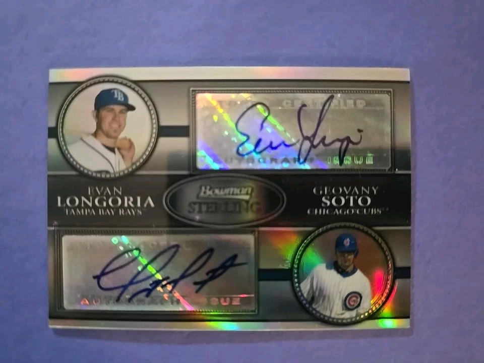 2008 BOWMAN STERLING AUTÓGRAFO DUPLO EVAN LONGORIA/GEOVANY SOTO # /99 - Imagem 1 de 4