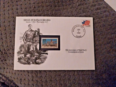USA FIRST DAY COVER 1992 50th ANNIVERSARY OF WWII SIEGE AT BATAAN  (USA STAMP) - Image 1 of 2