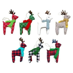 Plush Reindeer Christmas Ornament Animal CHOOSE - Picture 1 of 43
