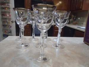 Set of 8 Mikasa 8 1/4" Silver Mist Water Goblets Unused Labels - Picture 1 of 7