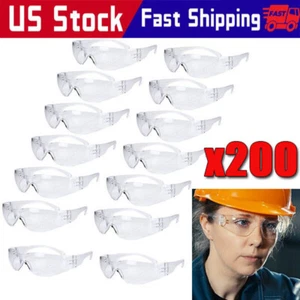 200Pack Protective Safety Glasses Clear Lens lot Eyewear Anti Scratch Work UV US - Picture 1 of 9
