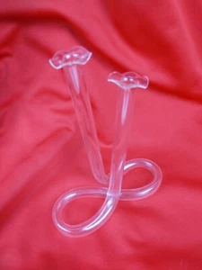 Vintage Mid-Century Glass Double Cylinder Twisted Tube Infinity Bud Vase 6” Tall - Picture 1 of 4