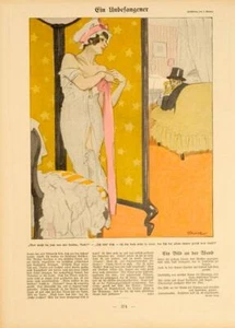 SIMPLICISSIMUS 1913 BY KAINER EINE UNBEFANGENER ON LINEN ORIGINAL - Picture 1 of 1
